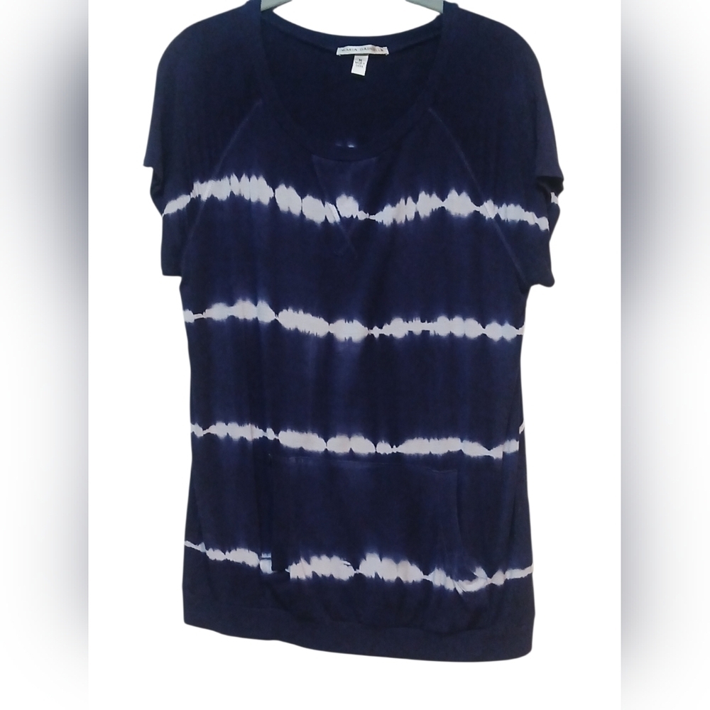 Maria Gabrielle - NWOT, Purple Tye-Dye, Short Sleeve Blouse, Crew Neck, Front... - Picture 2 of 10